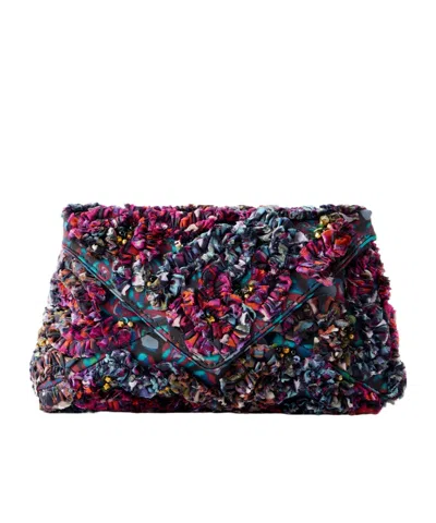 Dries Van Noten Embellished Embroidered Clutch In Burgundy