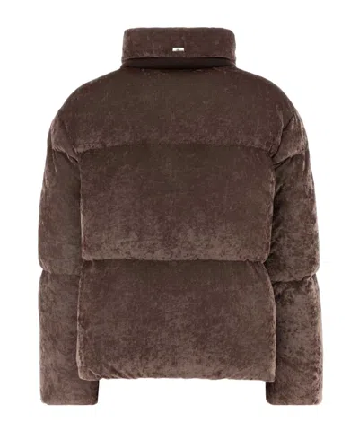 Herno Stretch Velvet Down Jacket Drawstring Collar In Burgundy