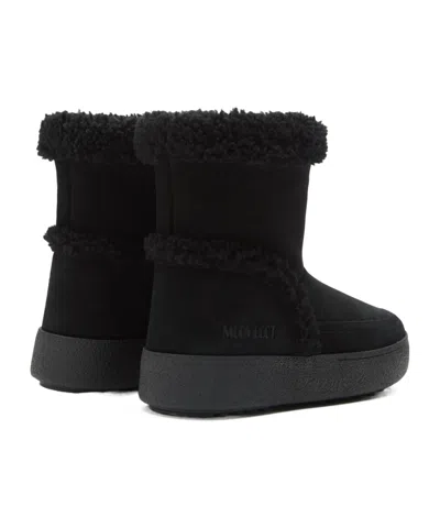 Moon Boot Ltrack Tina Suede Ankle Boots With Shearling Lining In Black