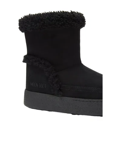 Moon Boot Ltrack Tina Suede Ankle Boots With Shearling Lining In Black