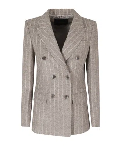 Seventy Pinstripe Double-breasted Blazer In Neutral