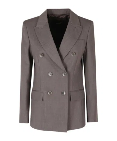 Seventy Earth Double-breasted Flap Pockets Polyester-blend Jacket In Gray