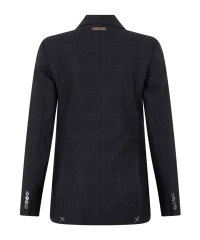 Peserico Double-breasted Checked Jacket In Black