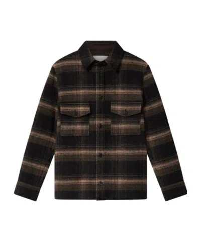 Isabel Marant Plaid Structured Collar Wool-blend Jacket In Brown