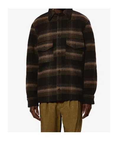 Isabel Marant Plaid Structured Collar Wool-blend Jacket In Brown
