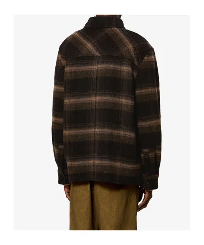 Isabel Marant Plaid Structured Collar Wool-blend Jacket In Brown