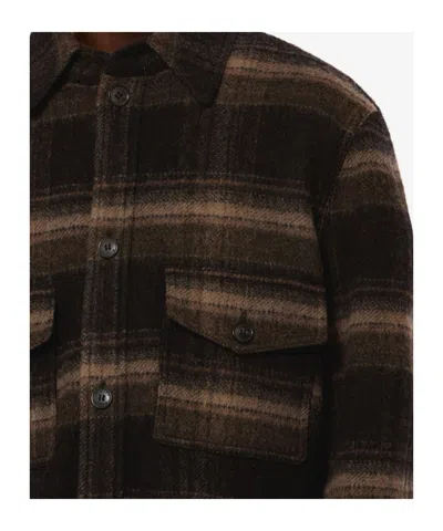 Isabel Marant Plaid Structured Collar Wool-blend Jacket In Brown