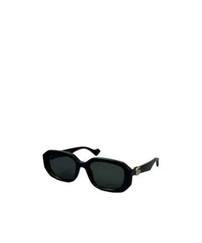 Gucci Geometric Plastic Rectangle Sunglasses In Black