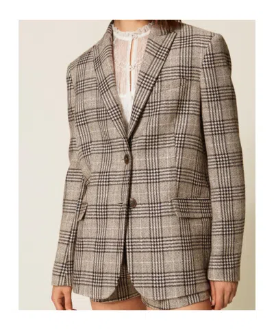 Twinset Jacket Woman Color Beige In Multi