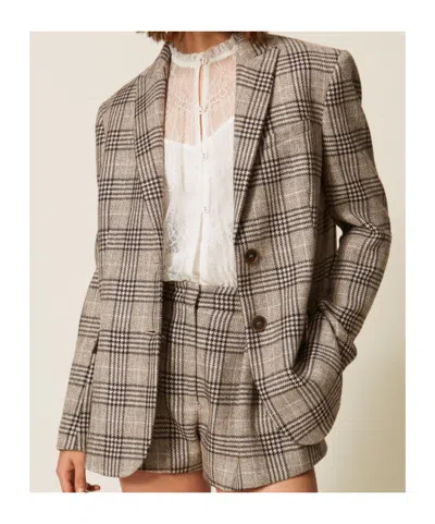Twinset Jacket Woman Color Beige In Multi