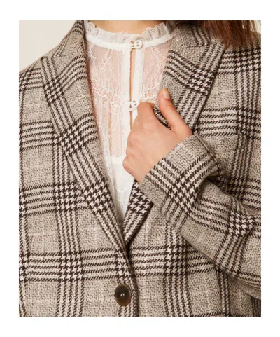 Twinset Jacket Woman Color Beige In Multi