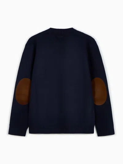 Prada Elbow-patch Sweater In Blue