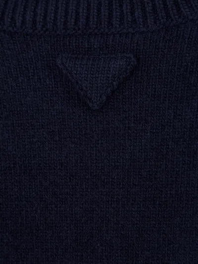 Prada Elbow-patch Sweater In Blue