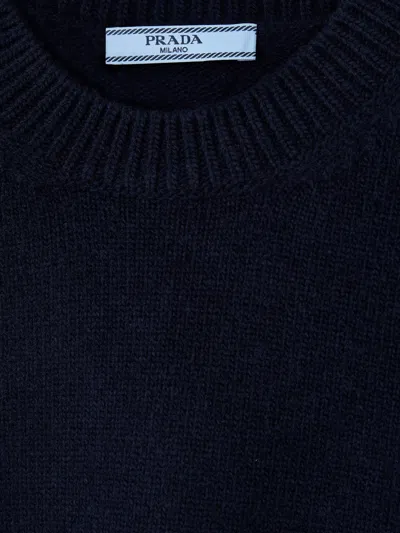 Prada Elbow-patch Sweater In Blue