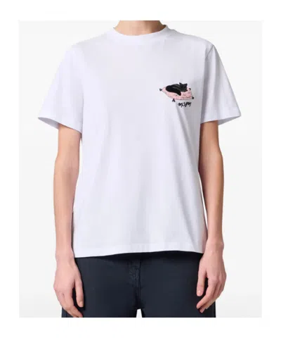 Msgm Embroidered Cat T-shirt In White