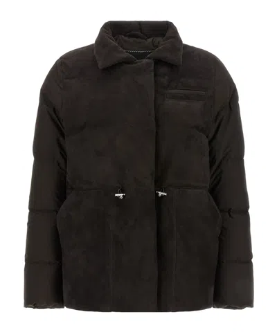 Kiton Down Jacket Long Sleeves Drawstring Collar Pocket In Brown