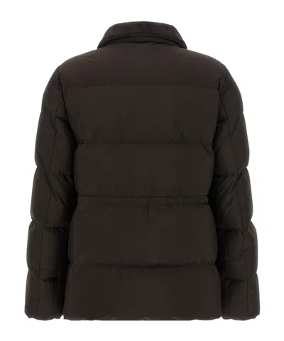 Kiton Down Jacket Long Sleeves Drawstring Collar Pocket In Brown