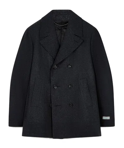 Canali Double-breasted Coat In Gray