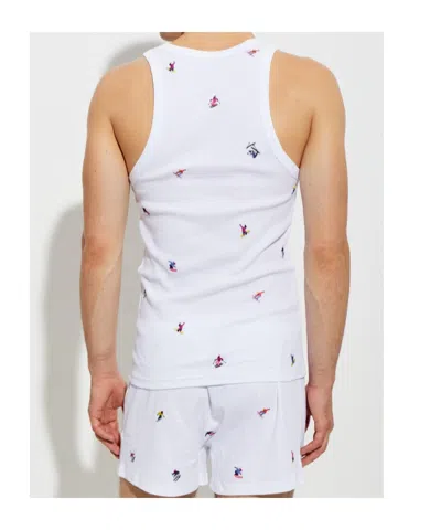 Dsquared2 Embroidered Ribbed Tank Top In White