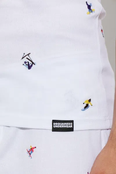 Dsquared2 Embroidered Ribbed Tank Top In White