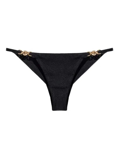 Versace Halter Bikini Briefs High Cut Hardware In Black