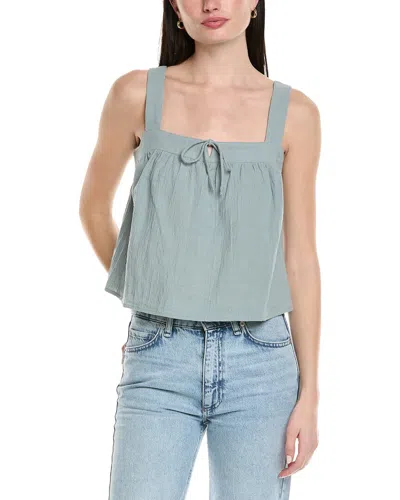 Seraphina Textured Linen-blend Top In Blue