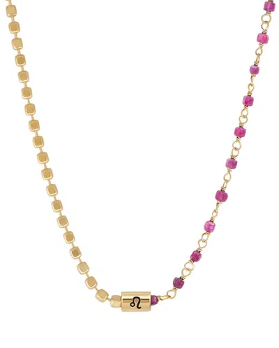 Karma And Luck Plated Ruby Agate Beaded Necklace In Multi