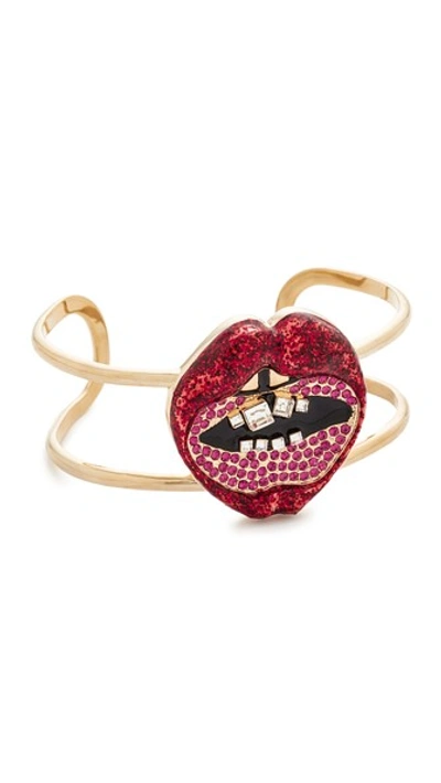 Shop Marc Jacobs Lips In Lips Statement Cuff Bracelet In Red Multi