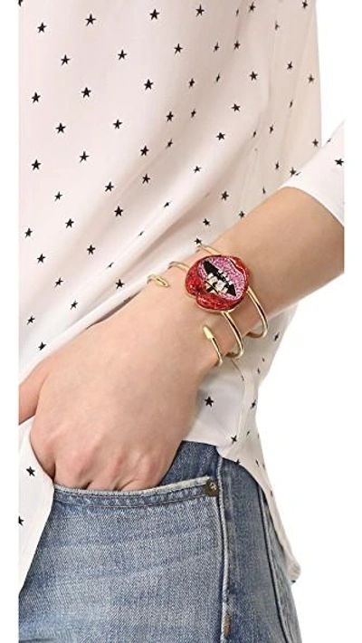 Shop Marc Jacobs Lips In Lips Statement Cuff Bracelet In Red Multi