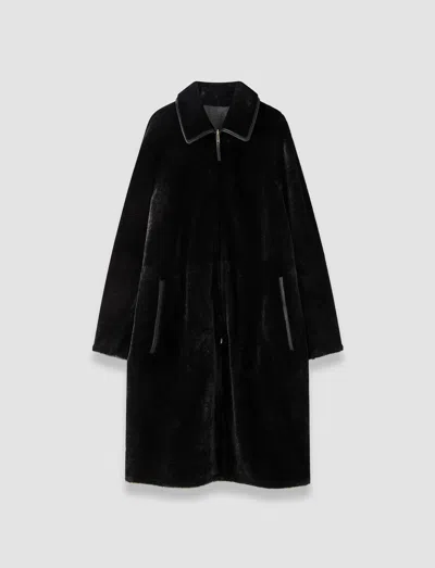 Joseph Caspian Soft Shearling Reversible Coat In Black