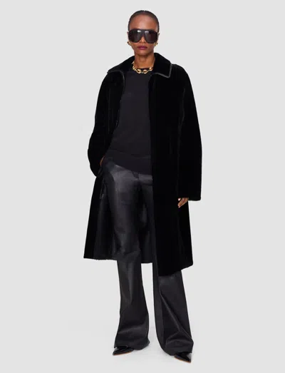 Joseph Caspian Soft Shearling Reversible Coat In Black