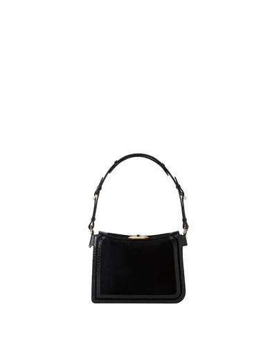 Lanvin Compagnon Small Asymmetrical Bag With A Python Finish In Black