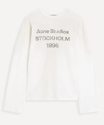 Acne Studios Womens Dusty White Edden 1996 Logo Cotton-blend T-shirt In White