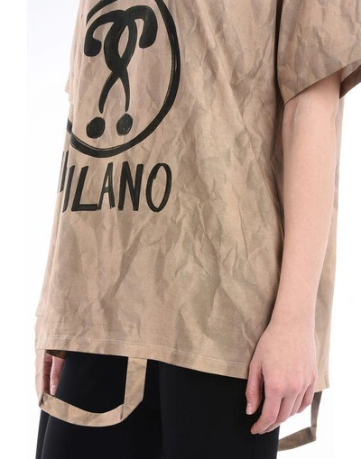 Shop Moschino Short Sleeve T-shirts In Khaki