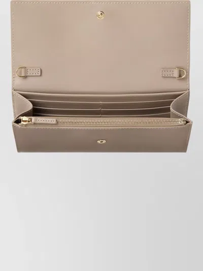 Fendi Ff Continental With Chain Dove Grey Leather Wallet