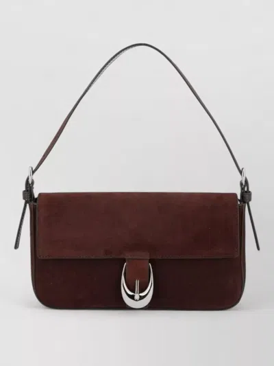 Staud Clutch Bag Front Flap Adjustable Strap In Brown