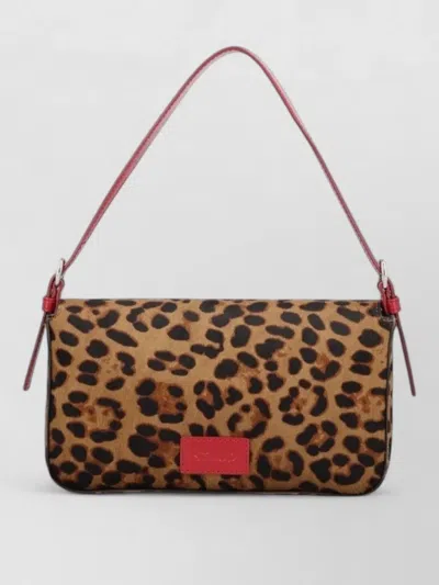 Staud Flap Clutch Bag Leopard Pattern Strap