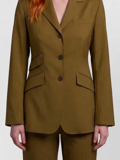 Max Mara Wool Jacket Notch Lapel Regular Fit In Green