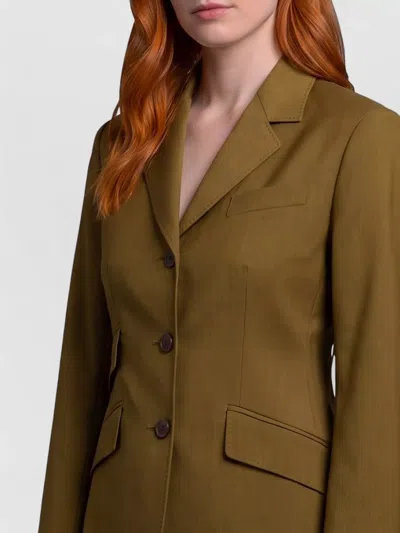 Max Mara Wool Jacket Notch Lapel Regular Fit In Green