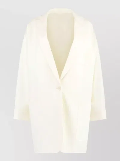 Max Mara Orlaya Virgin Wool Oversized Tailored Jacket In White
