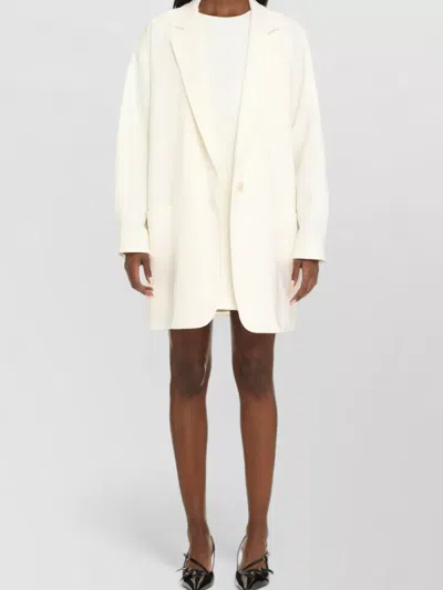 Max Mara Orlaya Virgin Wool Oversized Tailored Jacket In White
