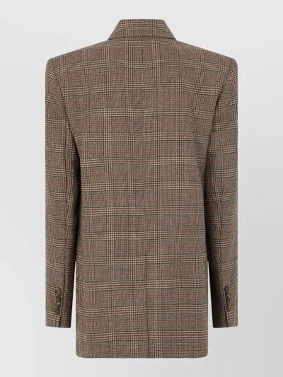 S Max Mara Check Pattern Jacket Long Sleeves Lapels In Brown