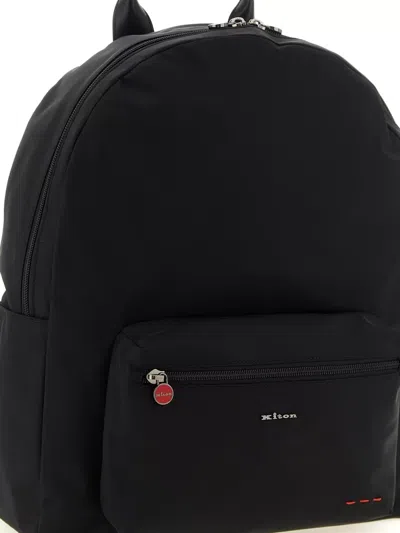 Kiton Logo Backpack Top Handle Adjustable Straps In Black