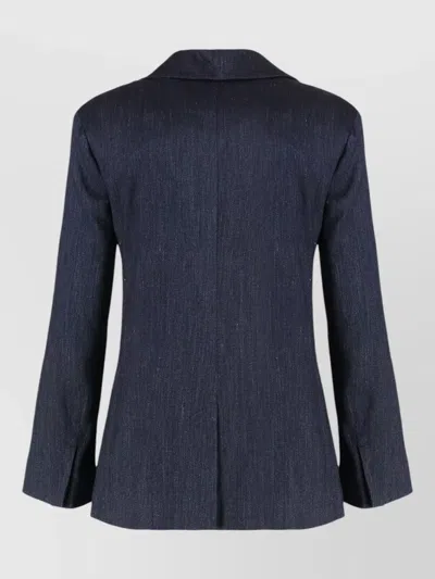 S Max Mara Derna Linen Blazer Tailored Jacket In Blue