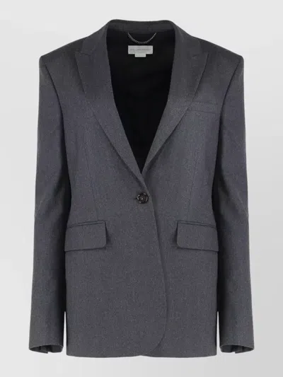 Stella Mccartney Single-breasted One-button Wool Jacket With Lapel Collar In Gray