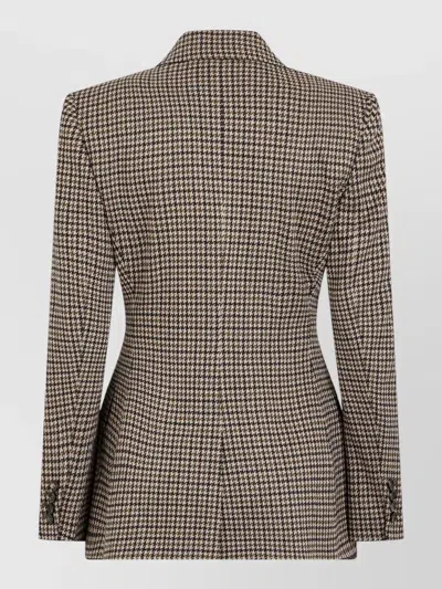 Max Mara Double-breasted Pied De Poule Wool-blend Blazer In Gray