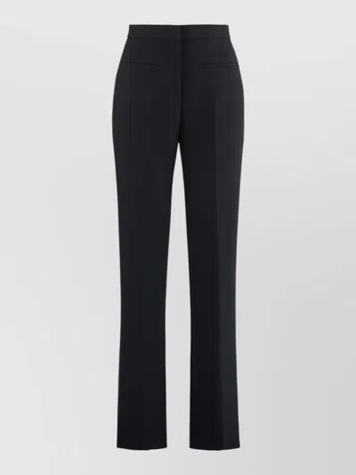 Msgm Crepe Tailored Trousers High Waist Straight Leg In Black