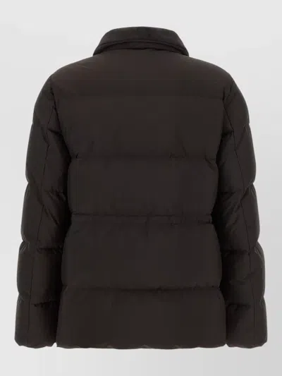 Kiton Down Jacket Long Sleeves Drawstring Collar Pocket In Brown