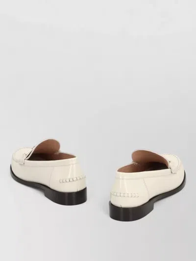 Ferragamo Loafers Metal Accent Round Toe Stitching In White