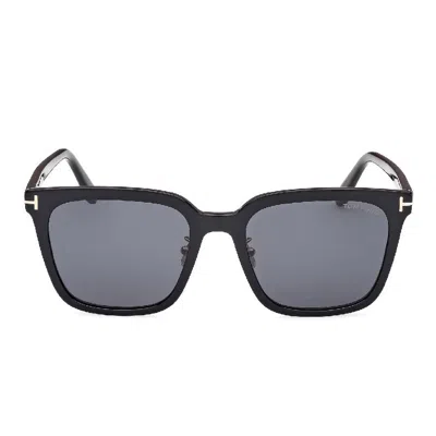 Tom Ford Smoke Square Unisex Sunglasses Ft1132-k 01a 56 In Blue
